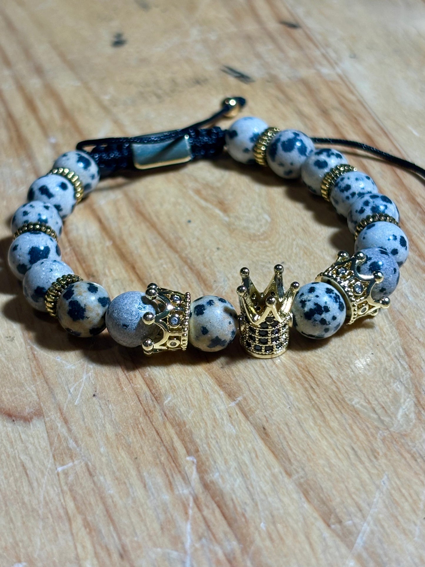 Mens Dalmatian Jasper Macrame