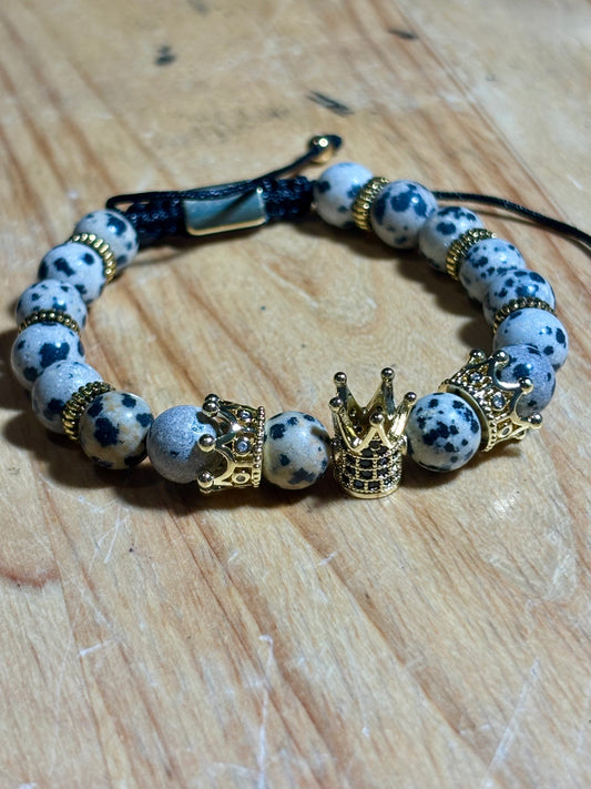 Mens Dalmatian Jasper Macrame