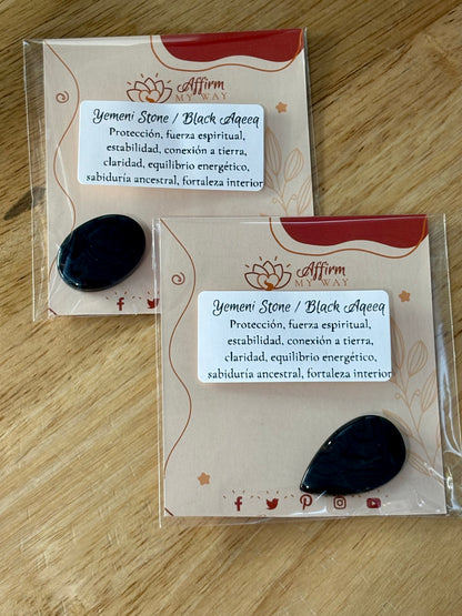 Yemeni Stone / Black Aqeeq Cabochon