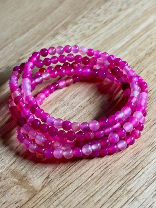 4mm Pink Agate Bracelet