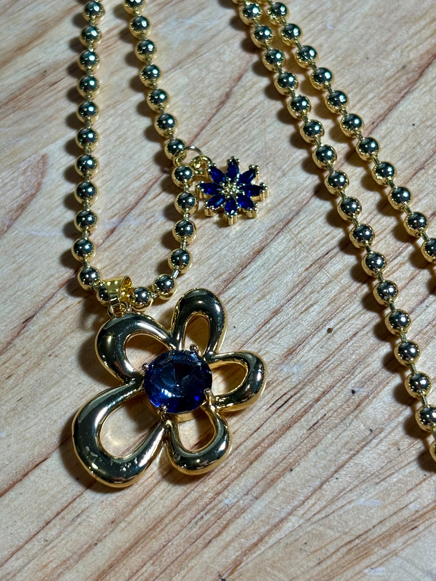 14kPlate Blue Sapphire Necklace