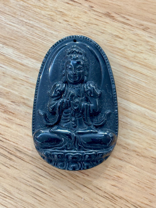 Black Obsidian Buddha Pendant