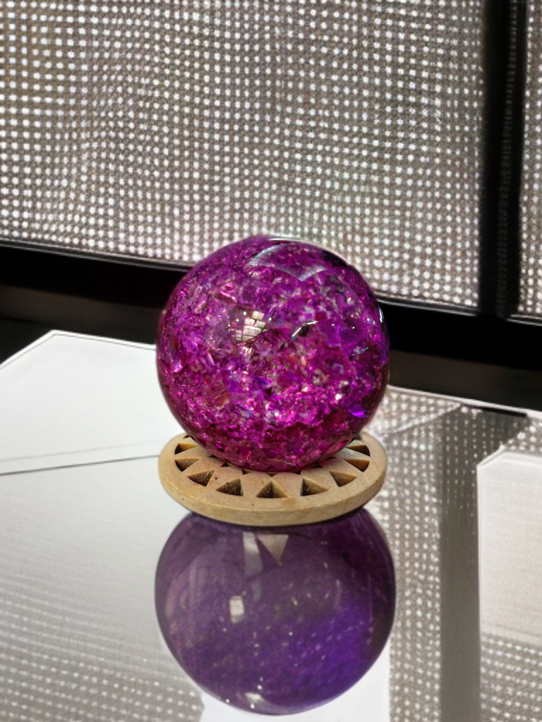 Magenta Crackle Glass Sphere