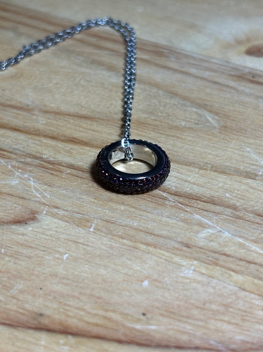 SS Dark Red Zircon O Necklace