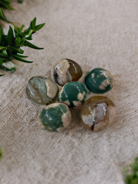 Green Flower Agate Tumble