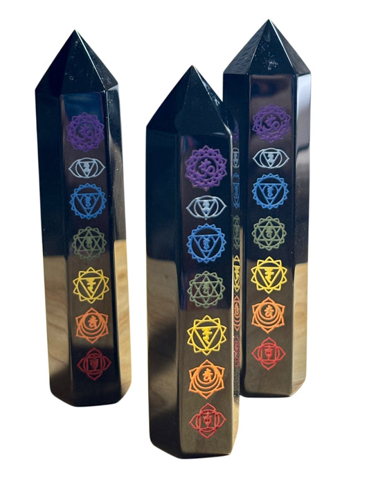 Black Obsidian with Chakra Tower
