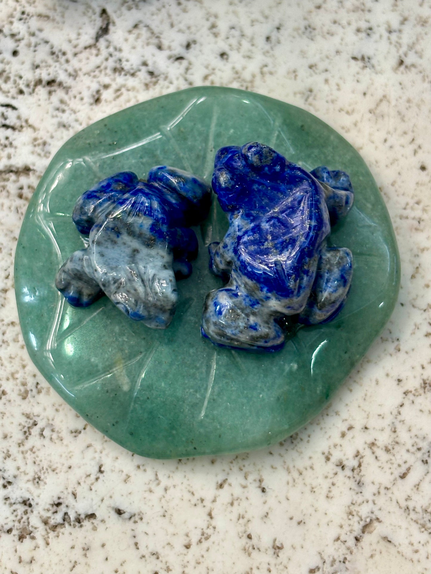 Double Coqui on Green Aventurine Leaf