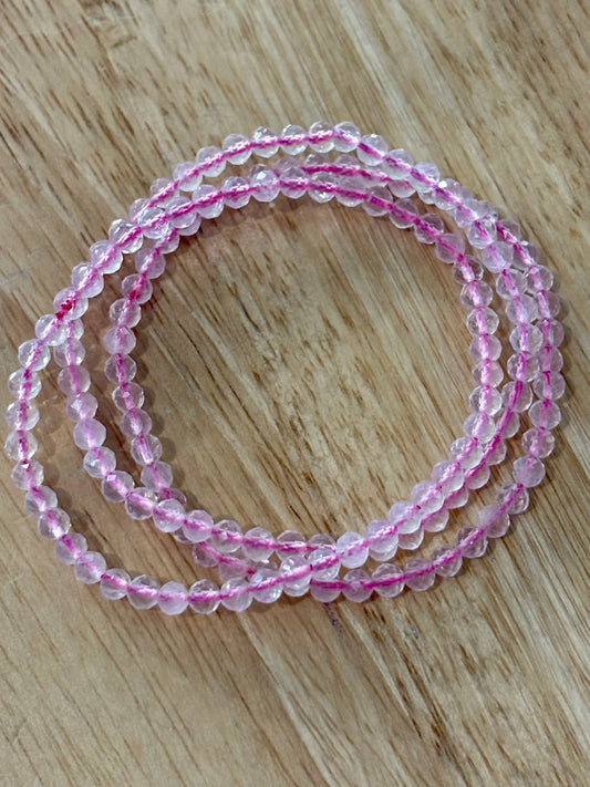 4mm Faceted Rose Quartz Bracelet