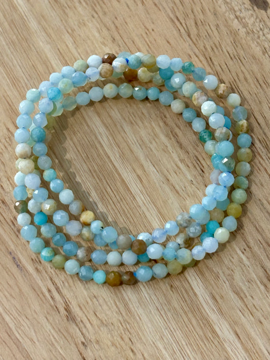 4mm Faceted Caribbean Calcite Bracelet